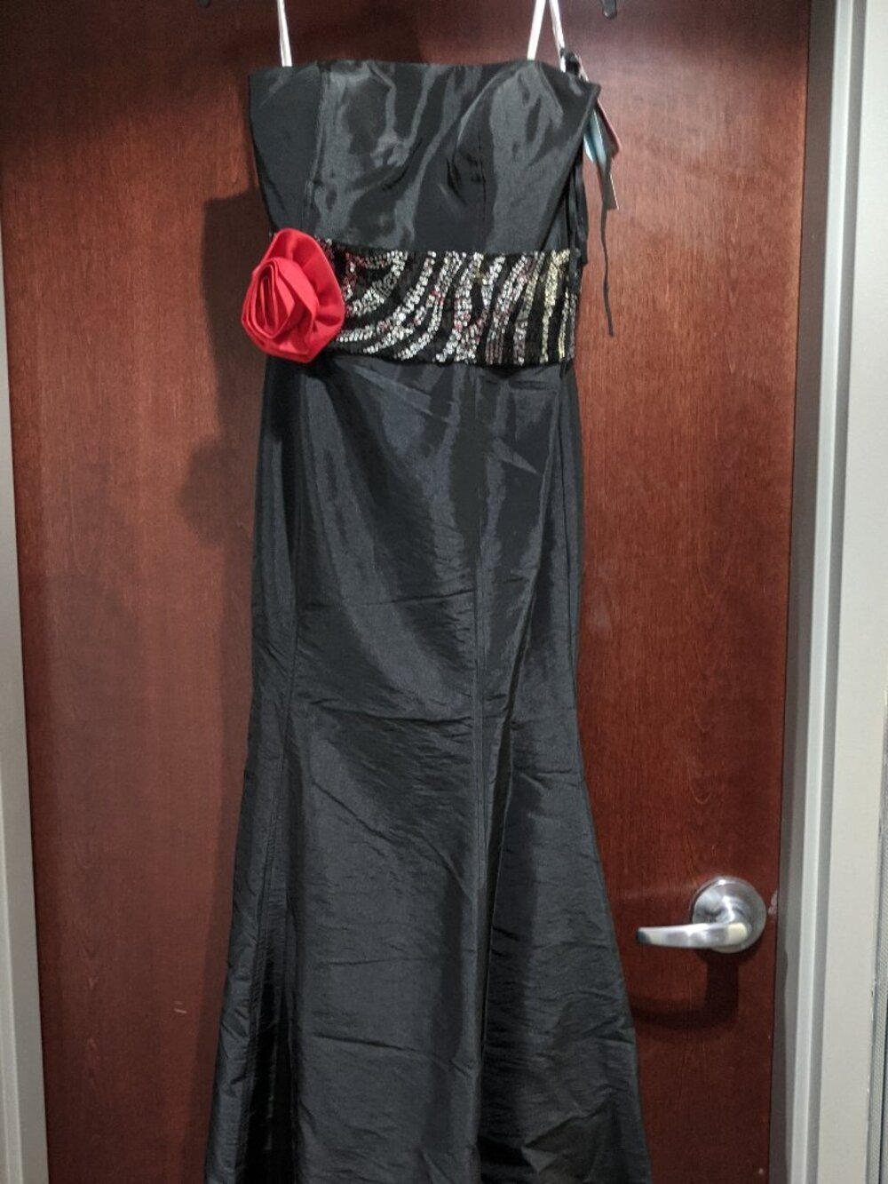 Frenchy by Heather French 616 Size 10 Black/Silver/Red Prom Dress
